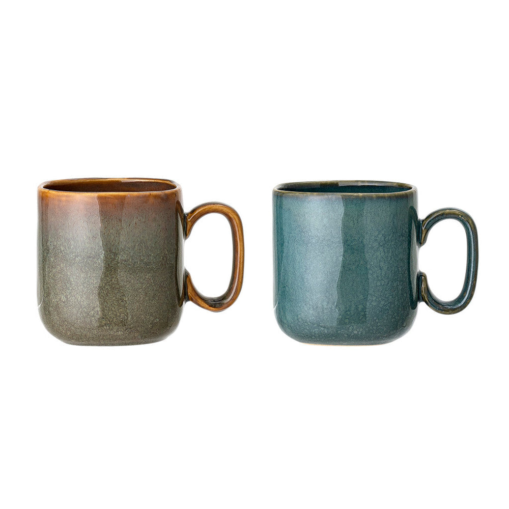 Bloomingville Cups Aime, Blue & Brown, Stoneware, Set of 2