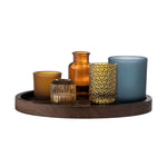 Bloomingville Sanga Cozy Glass Candle Holders Set with Wood Tray