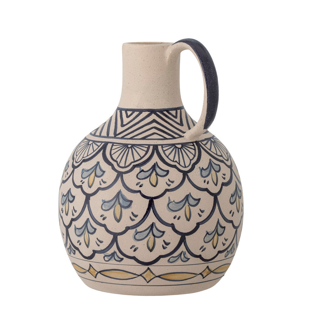 Bloomingville Nadya Blue Hand-Decorated Stoneware Vase