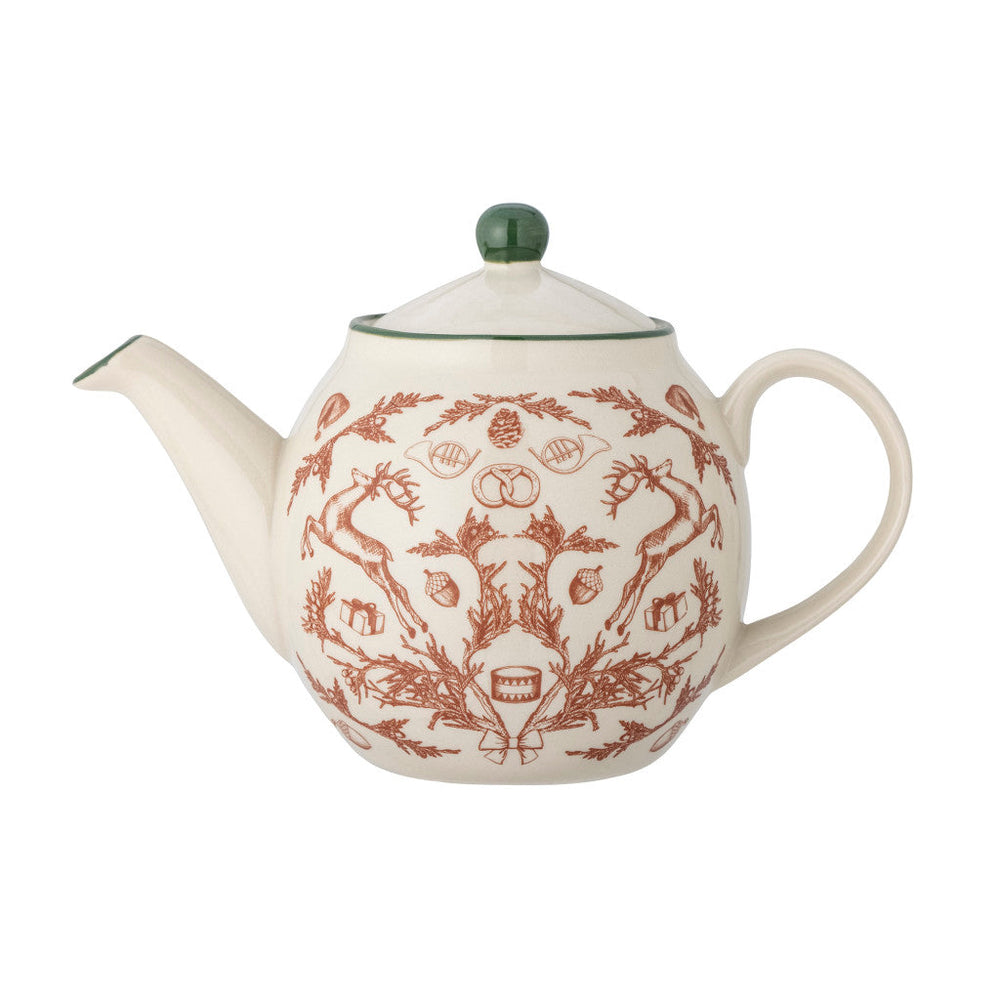 Bloomingville Beth Retro Cream Stoneware Teapot, 900ml