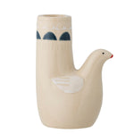 Bloomingville Trudy White Stoneware Candle Holder with Bird Design