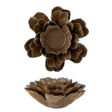 Bloomingville Irisa Dark Brown Sculpted Ceramic Rose Candle Holder