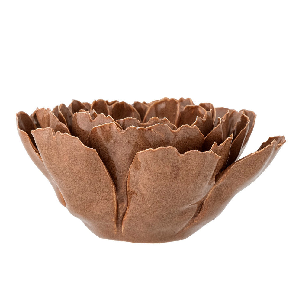 Bloomingville Irisa Brown Sculpted Ceramic Rose Candle Holder