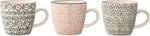 Bloomingville Set of 3 Ceramic Cecile Small Cups in Rose and Grey