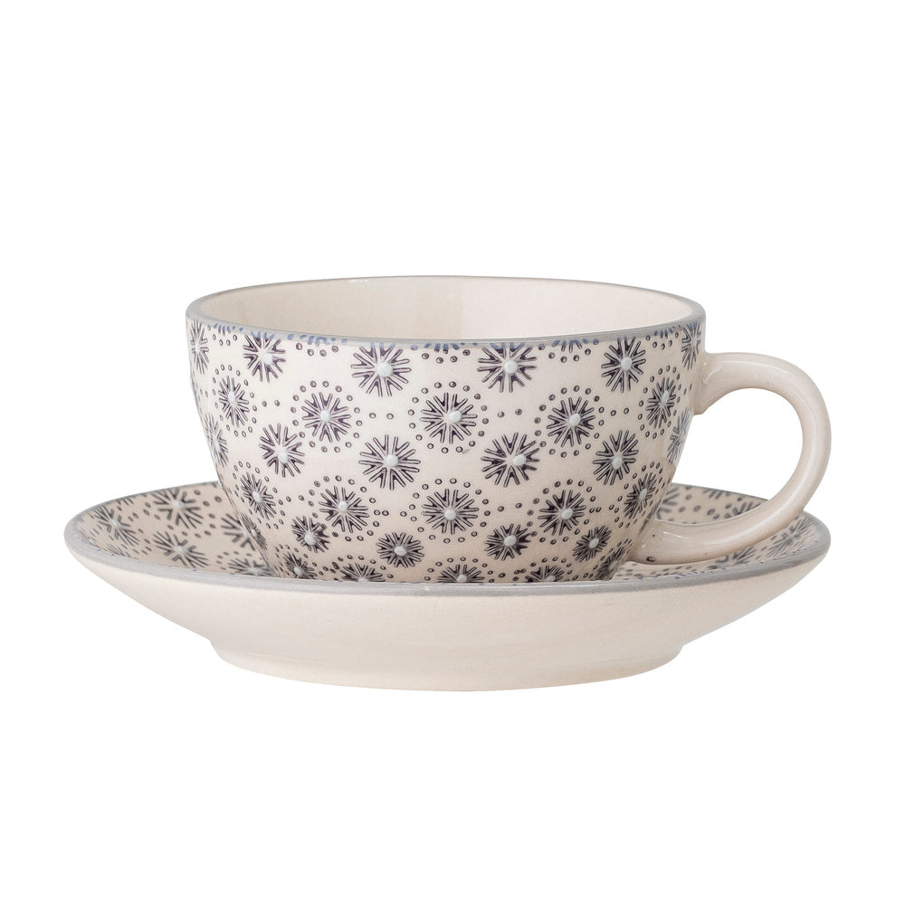 Bloomingville - Elsa Cappuccino Cup with Saucer, Grey, Stoneware