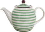 Bloomingville Patrizia Green and White Stripe Teapot