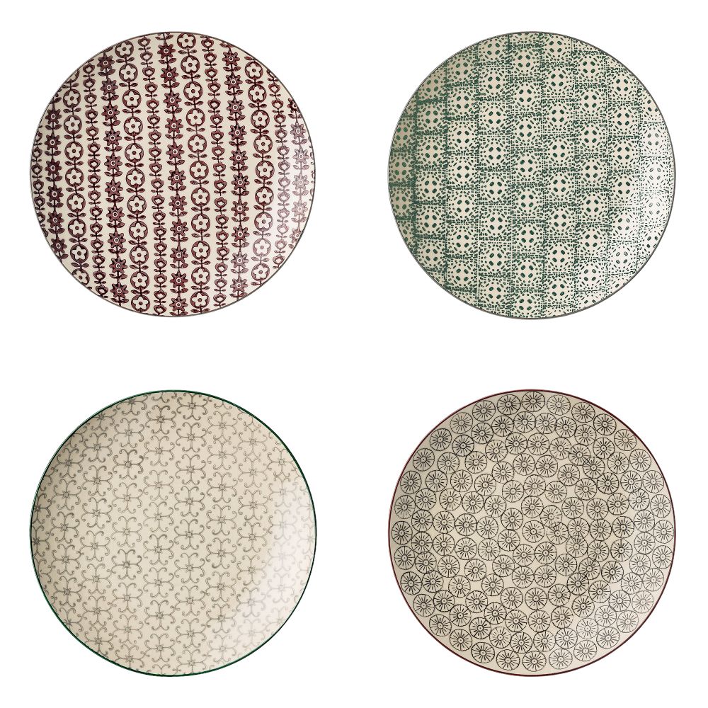 Bloomingville Set of 4 Grey Green Purple Ceramic Karine Plates