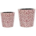 London Ornaments - Ceramic Floral Flower Pot Red (Set of 2)