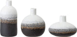 Bloomingville Set of 3 Vases Black and White Stoneware