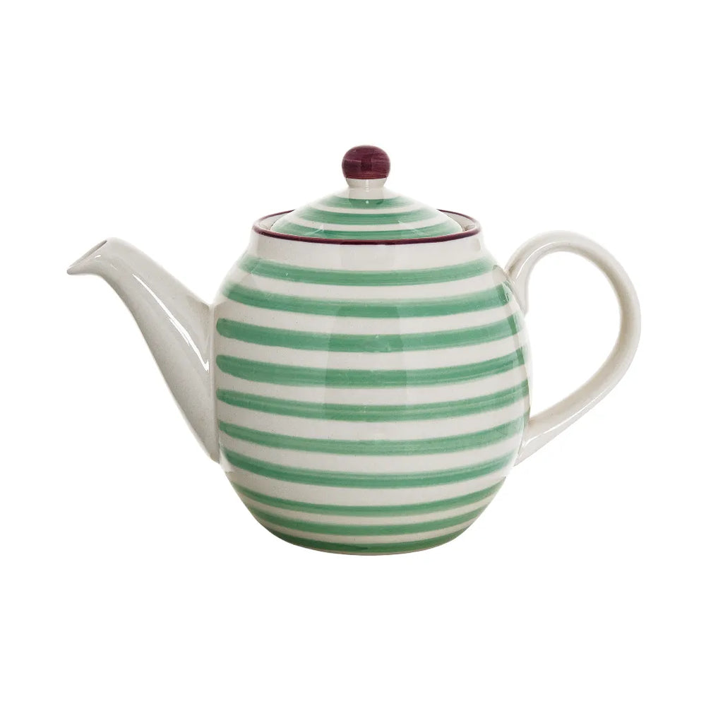 Bloomingville Patrizia Green and White Stripe Teapot