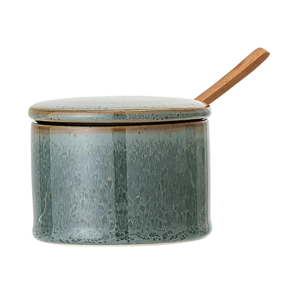 Bloomingville Pixie Jar with Lid & Spoon Green Stoneware