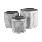 Dutch Imports Round Galvanised Metal Cylinder Tub Planters (Set of 3)