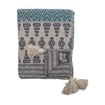 Bloomingville Milas Throw, Blue, Recycled Cotton