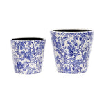 London Ornaments Ceramic Floral Flower Pot Blue (Set of 2)